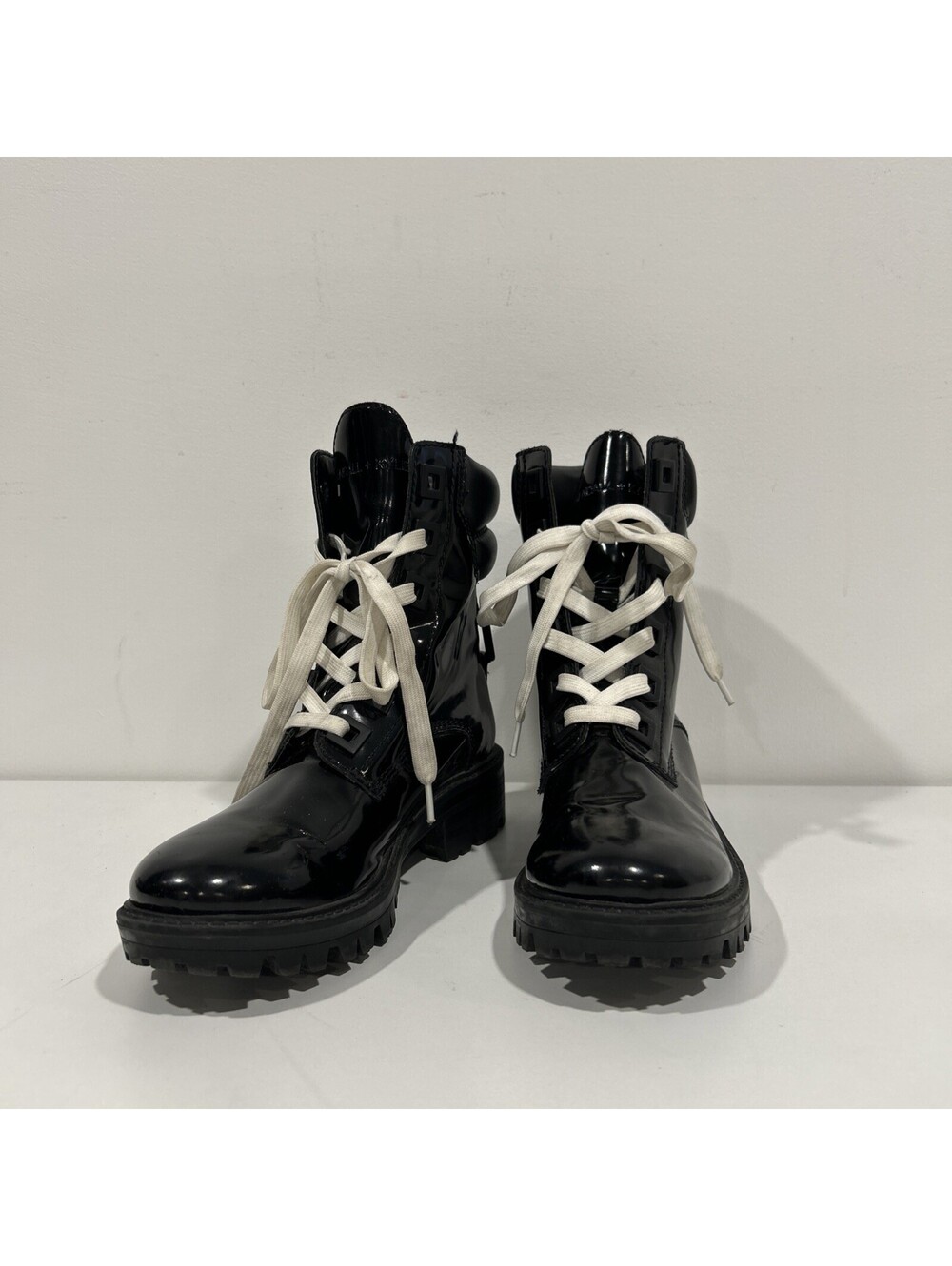 KENDALL & KYLIE Faux Black Patent Leather Combat Boots Women’s 7